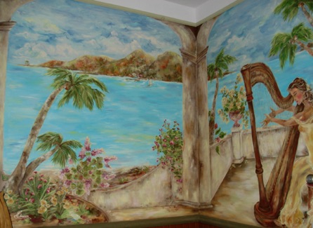 Bathroom Large Mural
Harpist & Ocean View - Wall #4 & 5